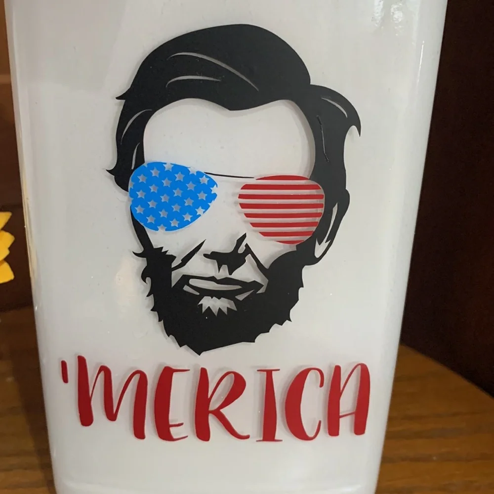 ''Merica' Lincoln Silhouette Patriotic Bottle Lantern